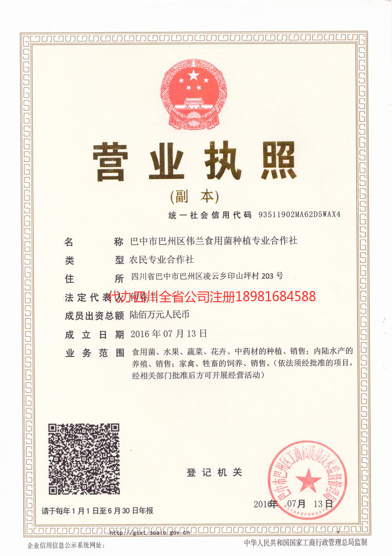 灵宝灵宝伟兰食用菌种植专业合作社